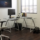 Contemporary Corner Computer Desk - Silver
