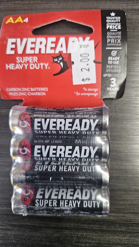 Eveready 1215 Series 1215SW-4 Alkaline Battery  1.5 V Battery  1.1 Ah  AA Battery  Zinc  Manganese D